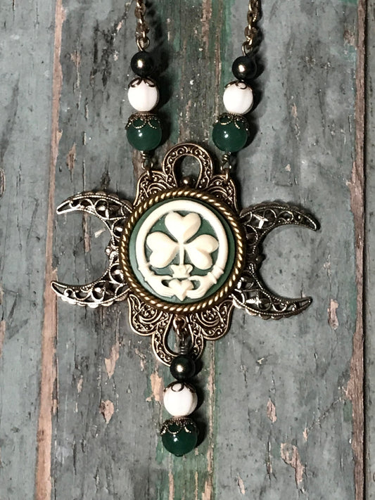 IRISH GODDESS Triple Moon Necklace - Aged Brass