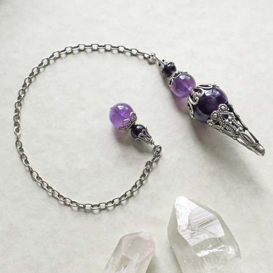 Amethyst Pendulum - Antique Silver