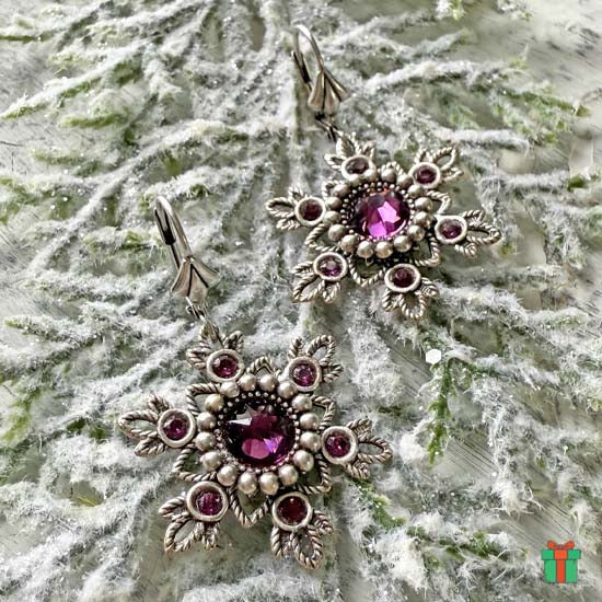 Flurries Collection - Amethyst Snow Earrings