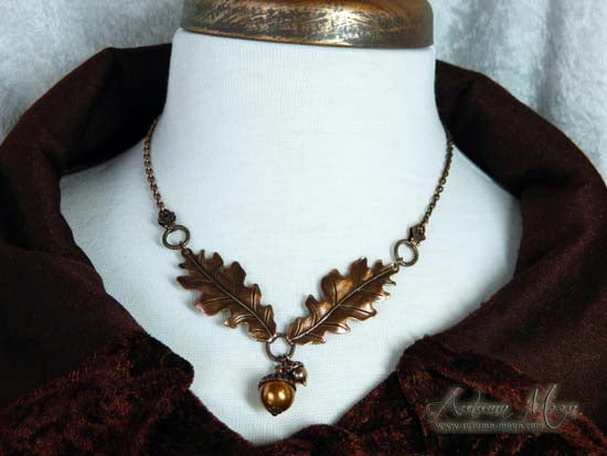 Autumn Oak Necklace - aged copper