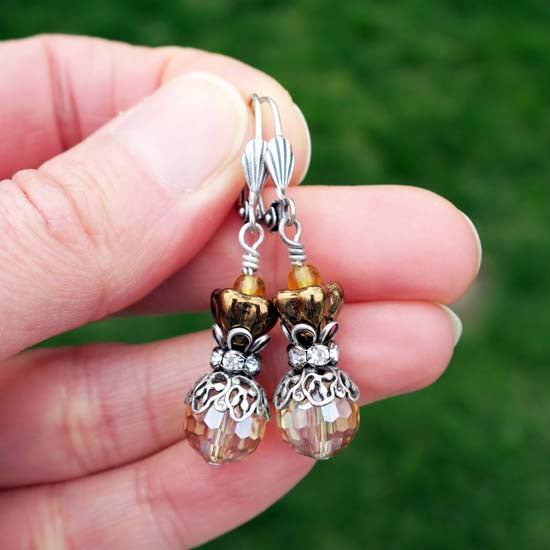 Autumn Shimmer Earrings - aged silver