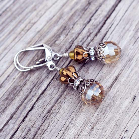 Autumn Shimmer Earrings - aged silver