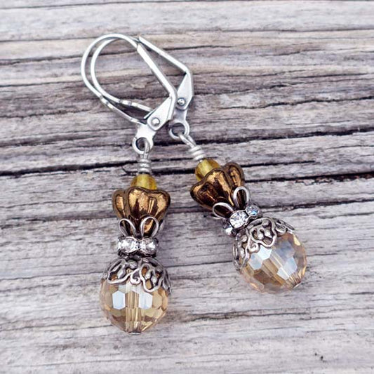 Autumn Shimmer Earrings - aged silver -