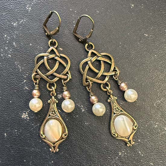 Celtic Dangles Earrings - Mother of Pearl
