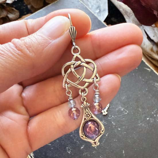 Celtic Dangles Earrings - Purple Luster
