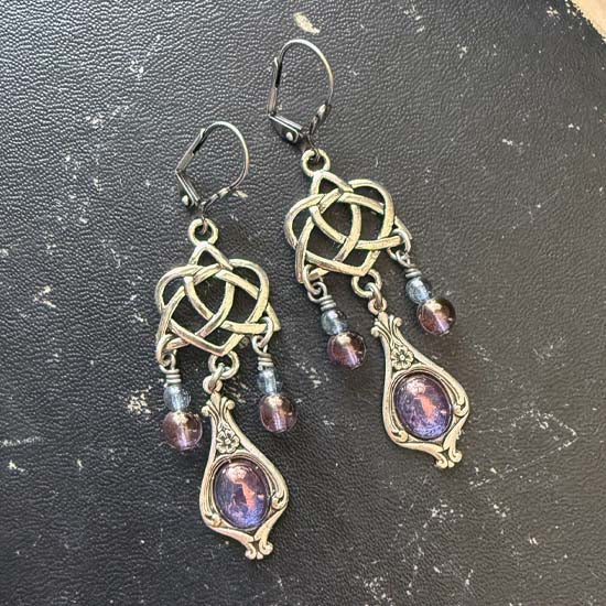 Celtic Dangles Earrings - Purple Luster