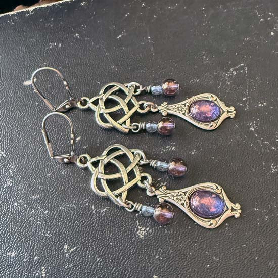 Celtic Dangles Earrings - Purple Luster