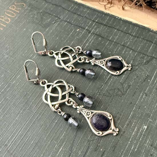 CELTIC DANGLES Earrings - Blue Goldstone