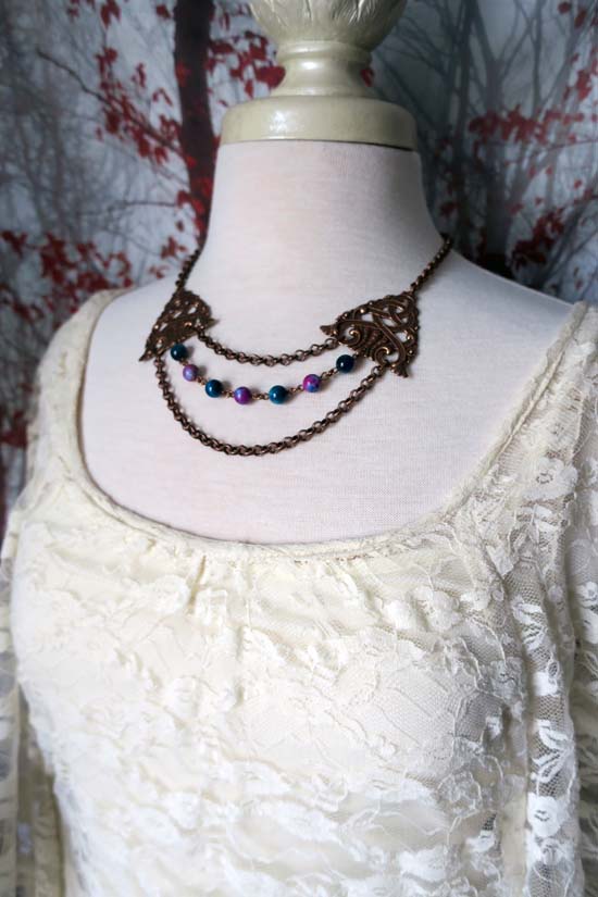 CELTIC STATEMENT Necklace - Sea Sediment Jasper and Blue Tiger Eye