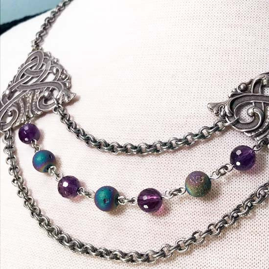 CELTIC STATEMENT Necklace - aged silver -