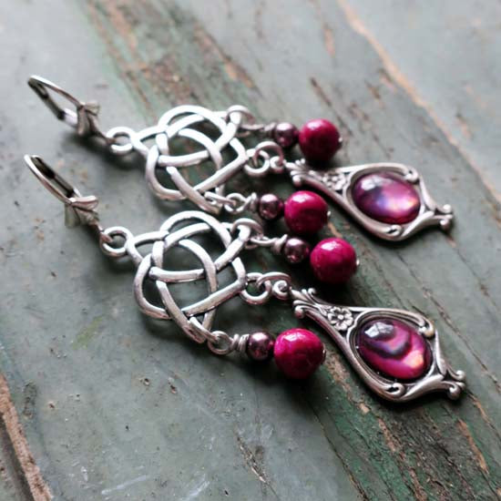 Celtic Sunset Earrings - Pink Paua Shells