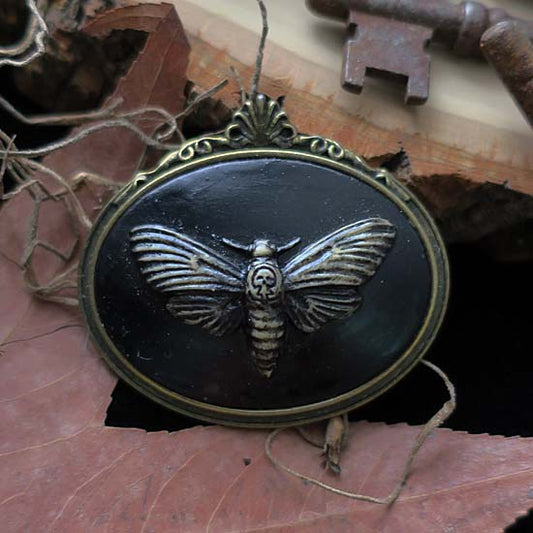 Death's Head Moth - Brooch - antique brass
