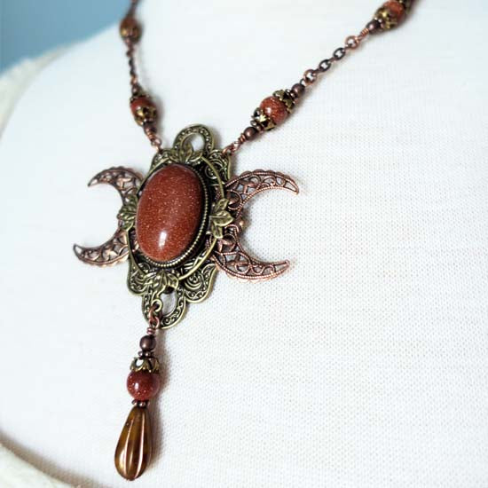 DEMETER Triple Moon Necklace - Goldstone