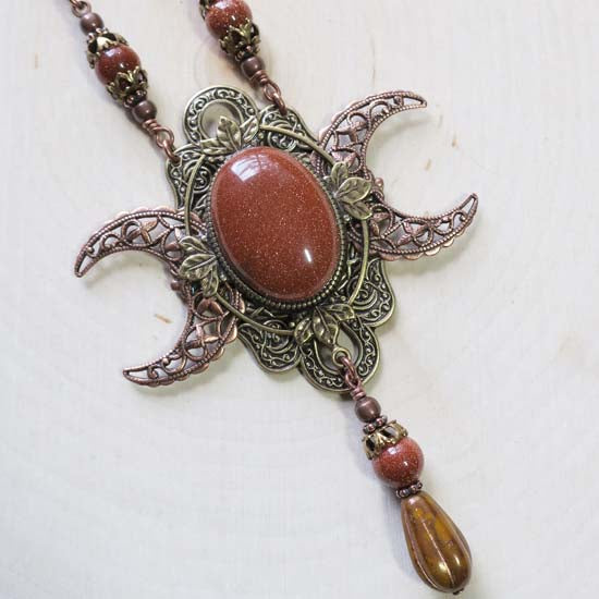 DEMETER Triple Moon Necklace - Goldstone