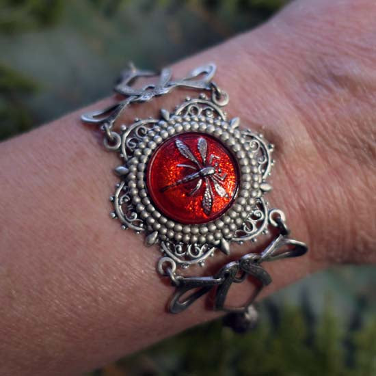 DRAGONFLY MESSAGES Bracelet - silver - Red