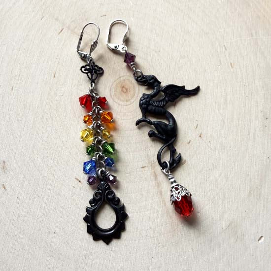 DRAGON FYRE Earrings - rainbow style A