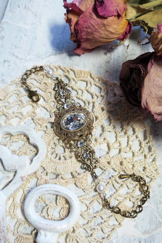 The Duchess Bracelet - Clear Crystal with Brass