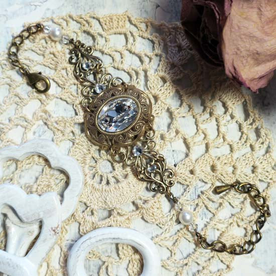 The Duchess Bracelet - Clear Crystal with Brass