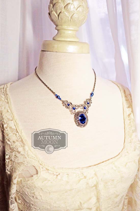 The Duchess Necklace - Antique Silver - Crystal Color Options Available