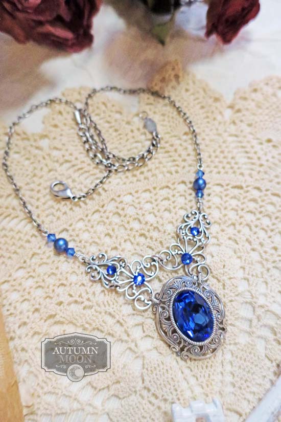 The Duchess Necklace - Antique Silver - Crystal Color Options Available