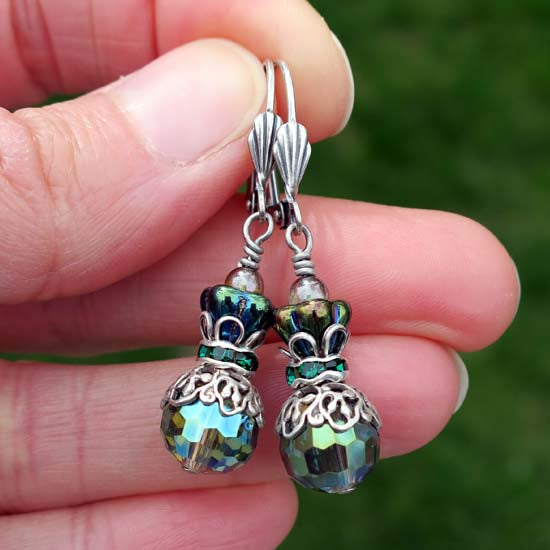 Earth Shimmer Earrings - aged silver