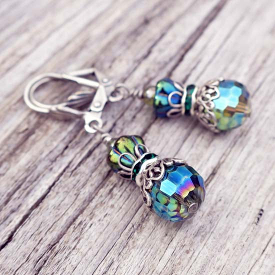 Earth Shimmer Earrings - aged silver