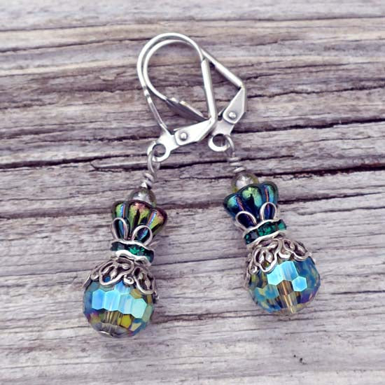 Earth Shimmer Earrings - aged silver