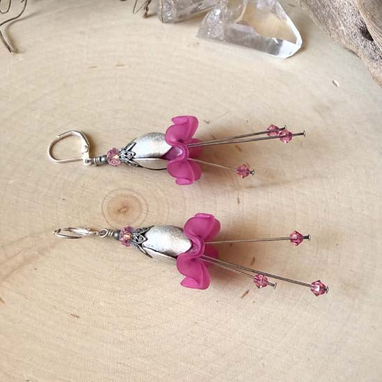 FAERIE HAT Earrings - fuchsia pink