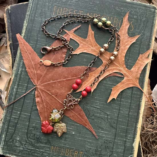 FALLING LEAVES Necklace - antique copper B