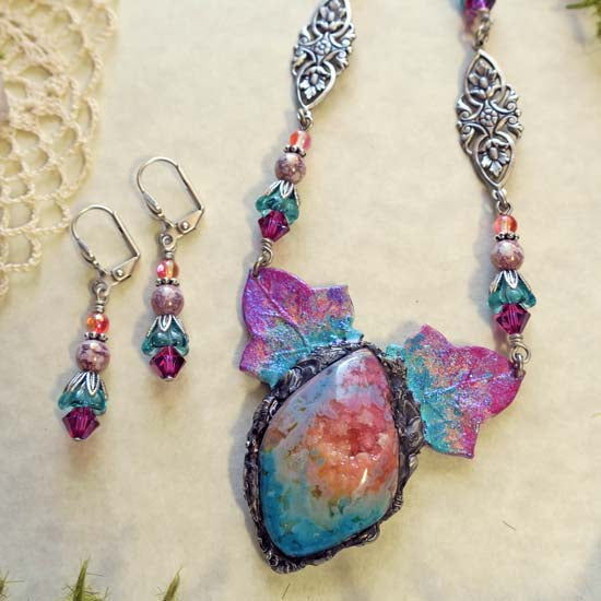 FEY PORTAL Necklace & Earrings - One of a kind set