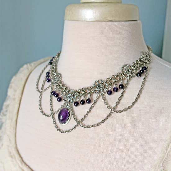 FREYA Statement Necklace with Amethyst Stones