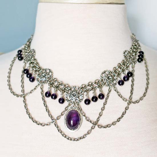 FREYA Statement Necklace with Amethyst Stones