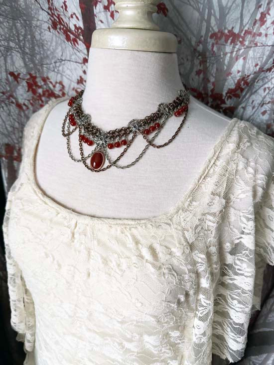 FREYA Statement Necklace with Carnelian