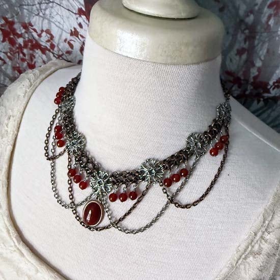FREYA Statement Necklace with Carnelian