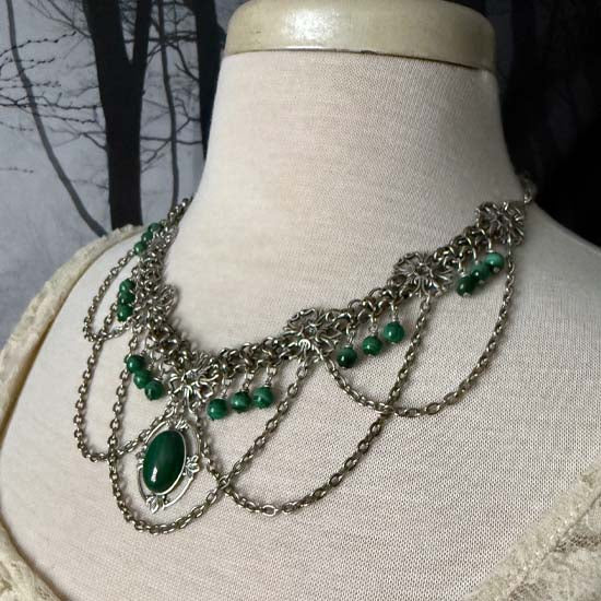 FREYA Statement Necklace with Malachite stones