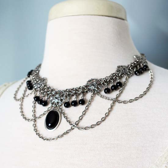 FREYA Statement Necklace with Black Onyx Stones