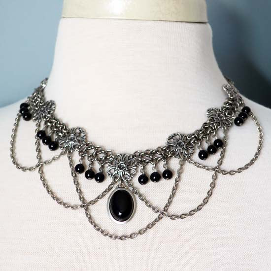 FREYA Statement Necklace with Black Onyx Stones