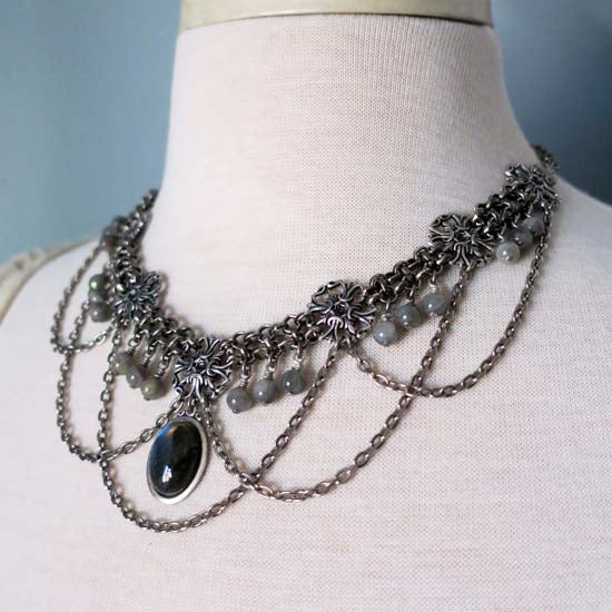 FREYA Statement Necklace with Labradorite Stones