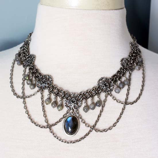 FREYA Statement Necklace with Labradorite Stones