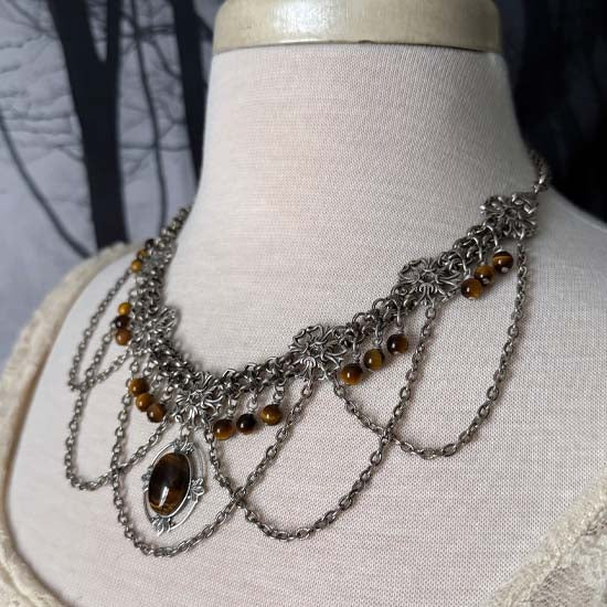 FREYA Statement Necklace with Tiger Eye stones