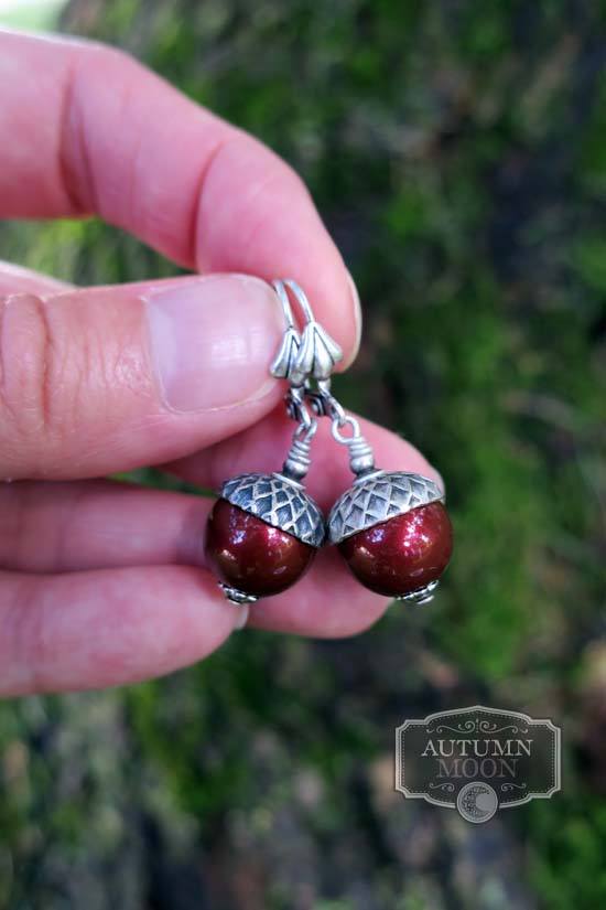 Harvest Oak Earrings - aged silver -