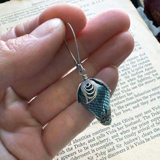 HOT AIR BALLOON Earrings - blue with antique silver