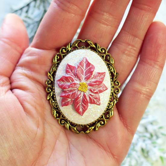 Ice Crystals Poinsettia - Brooch