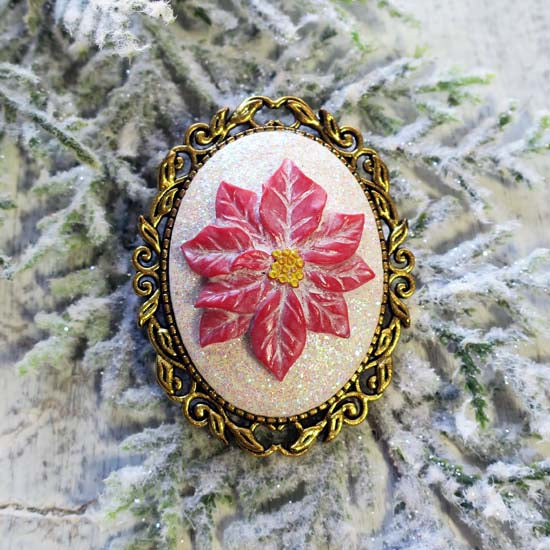 Ice Crystals Poinsettia - Brooch