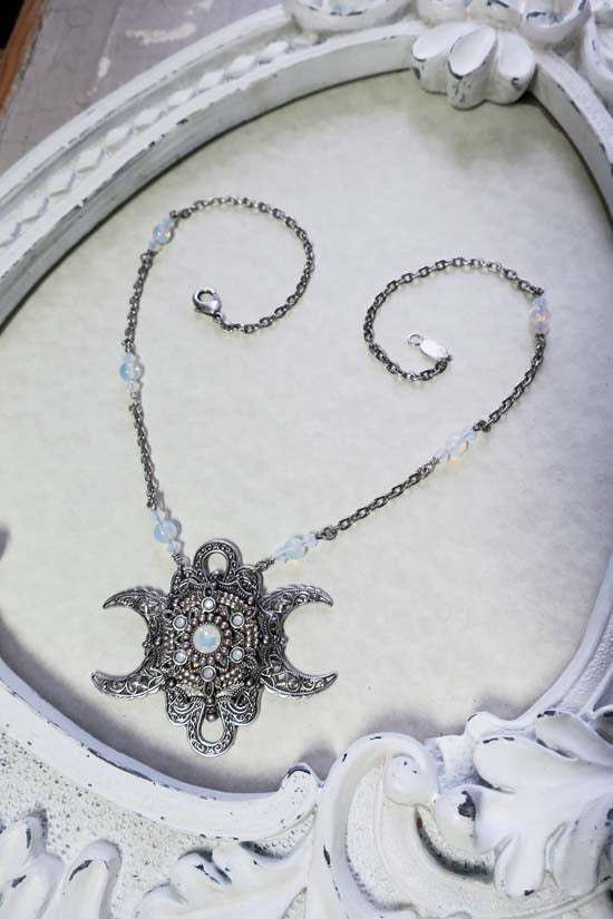 ICLYN GODDESS Triple Moon Necklace - Opalite