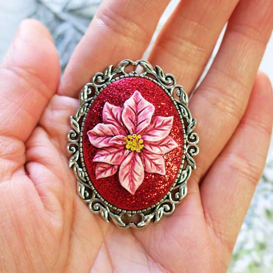 Jingle Bells Poinsettia - Brooch
