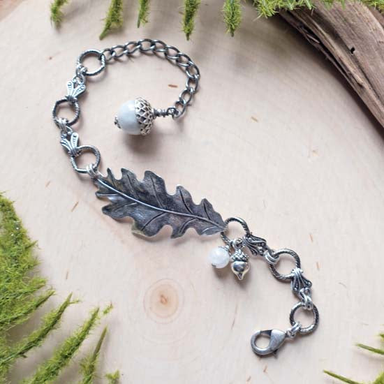 Oak + Acorn *June/Rainbow Moonstone* - bracelet