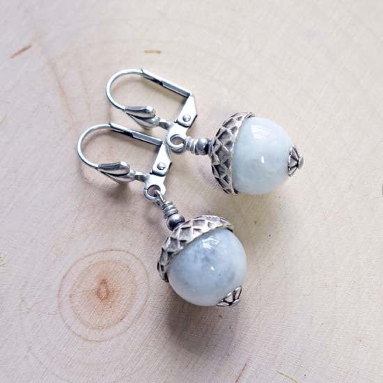 Oak + Acorn *June/Rainbow Moonstone* - earrings
