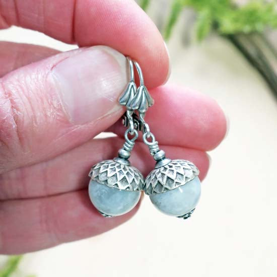 Oak + Acorn *June/Rainbow Moonstone* - earrings