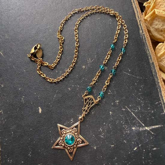 MERMAID STAR Necklace - antique brass